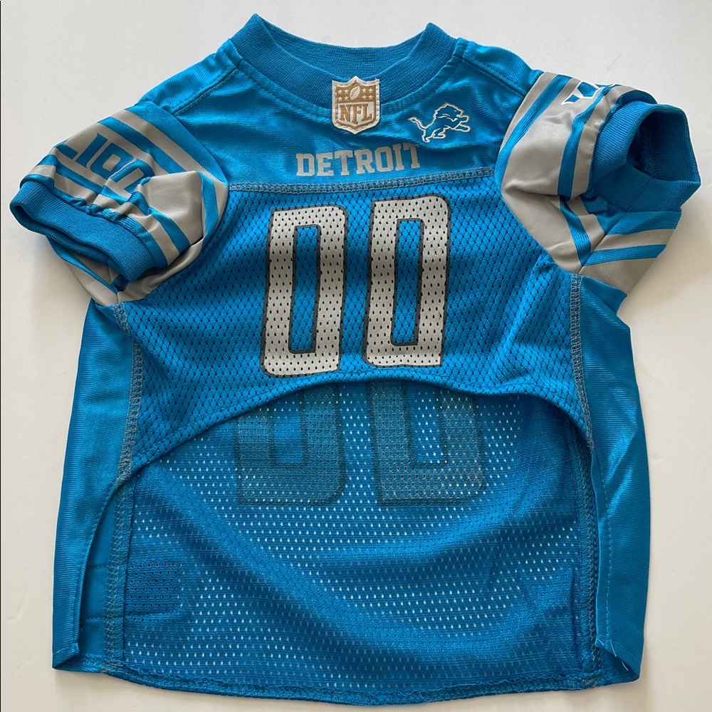 Detroit Lions Dog Puppy Blue Gray Jersey Shirt‎